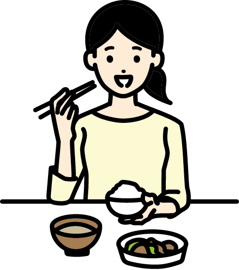 食事をする女性のイラスト